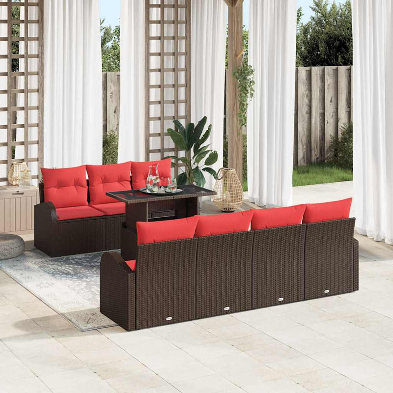 Set de canapele pentru grădină 8 buc. Maro Rattan poli