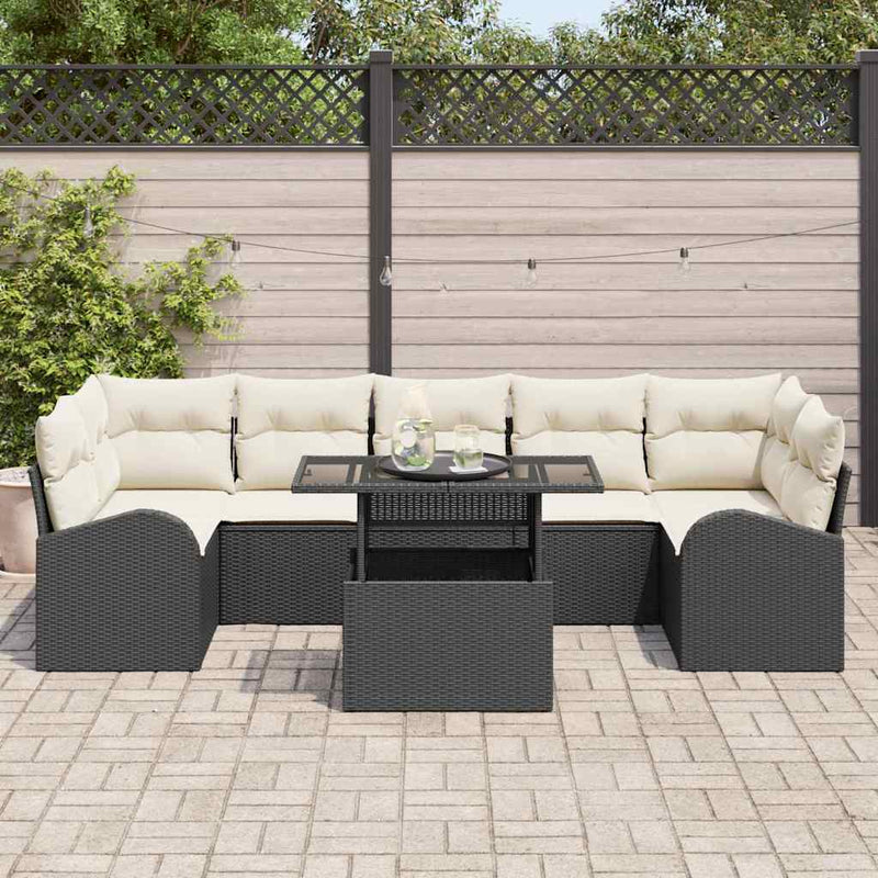 Set de canapele pentru grădină 8 buc. Negru poliratan