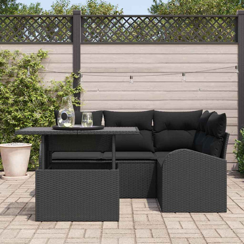 Set de canapele pentru grădină 5 buc. Negru poliratan