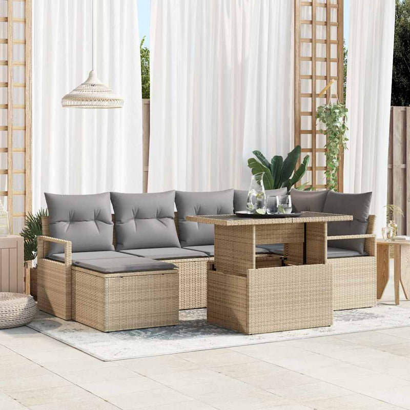 Set de canapele pentru grădină 7 buc. Beige și gri deschis