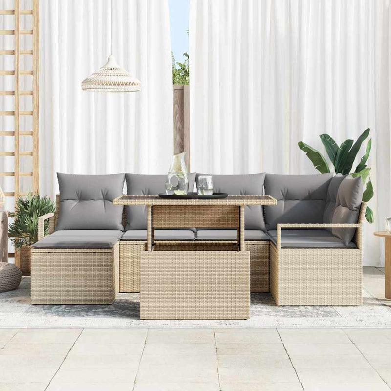 Set de canapele pentru grădină 7 buc. Beige și gri deschis