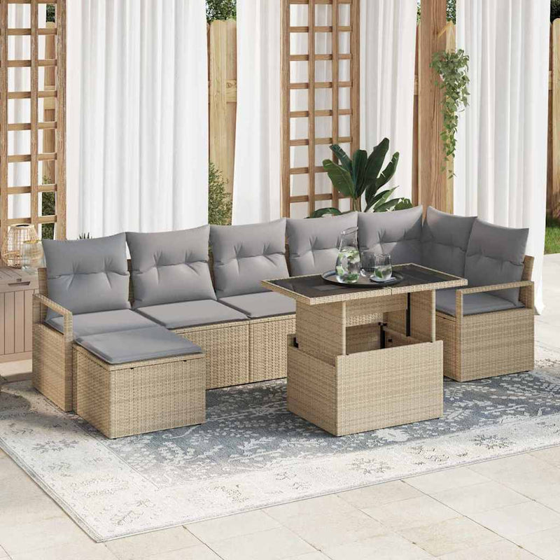 Set de canapele pentru grădină 8 buc. Beige și gri deschis