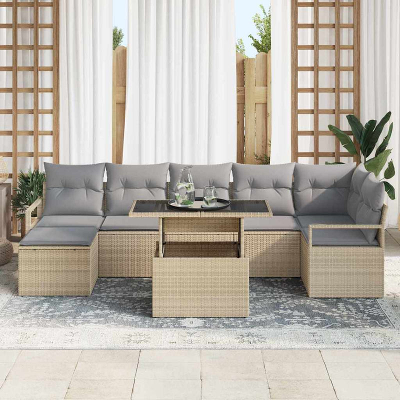 Set de canapele pentru grădină 8 buc. Beige și gri deschis