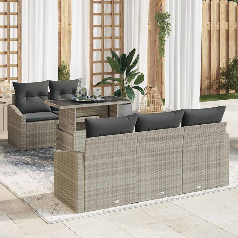 Set de canapele pentru grădină 6 buc. Gri deschis poliratan