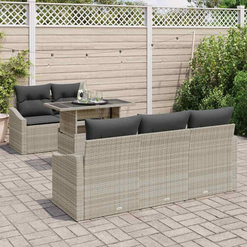 Set de canapele pentru grădină 6 buc. Gri deschis poliratan