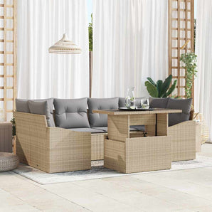 Set de canapele pentru grădină 7 buc. Beige și gri deschis