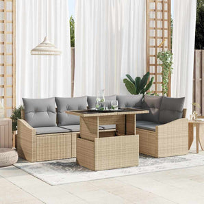 Set de canapele pentru grădină 6 buc. Beige și gri deschis