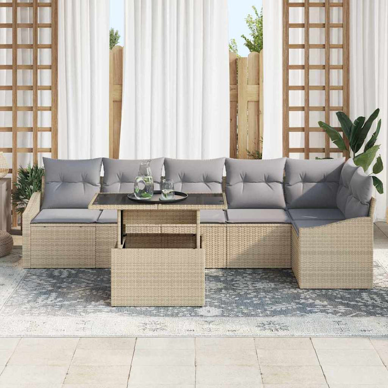 Set de canapele pentru grădină 7 buc. Beige și gri deschis