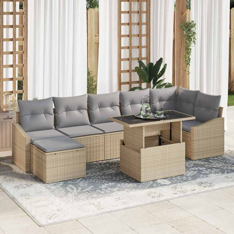 Set de canapele pentru grădină 8 buc. Beige și gri deschis