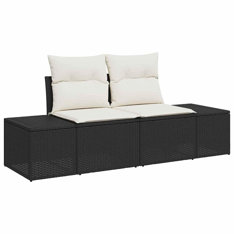 Set de canapea 5 buc. Negru și Crem poliratan