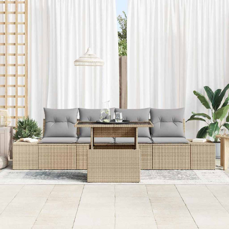 Set de canapea 5 buc. Beige și gri deschis poliratan