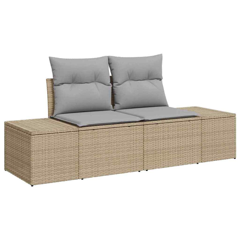 Set de canapea 5 buc. Beige și gri deschis poliratan