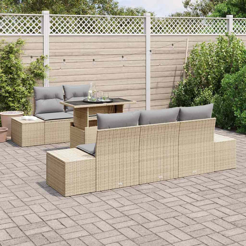 Set de canapea 6 buc. Beige și gri deschis poliratan