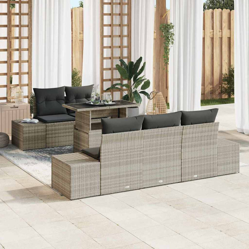 Set de canapea 6 buc. Gri deschis poliratan