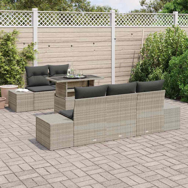 Set de canapea 6 buc. Gri deschis poliratan