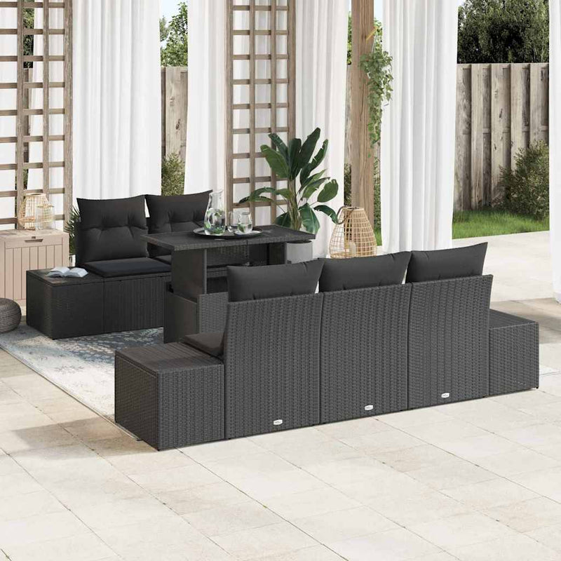 Set de canapea 6 buc. Negru poliratan