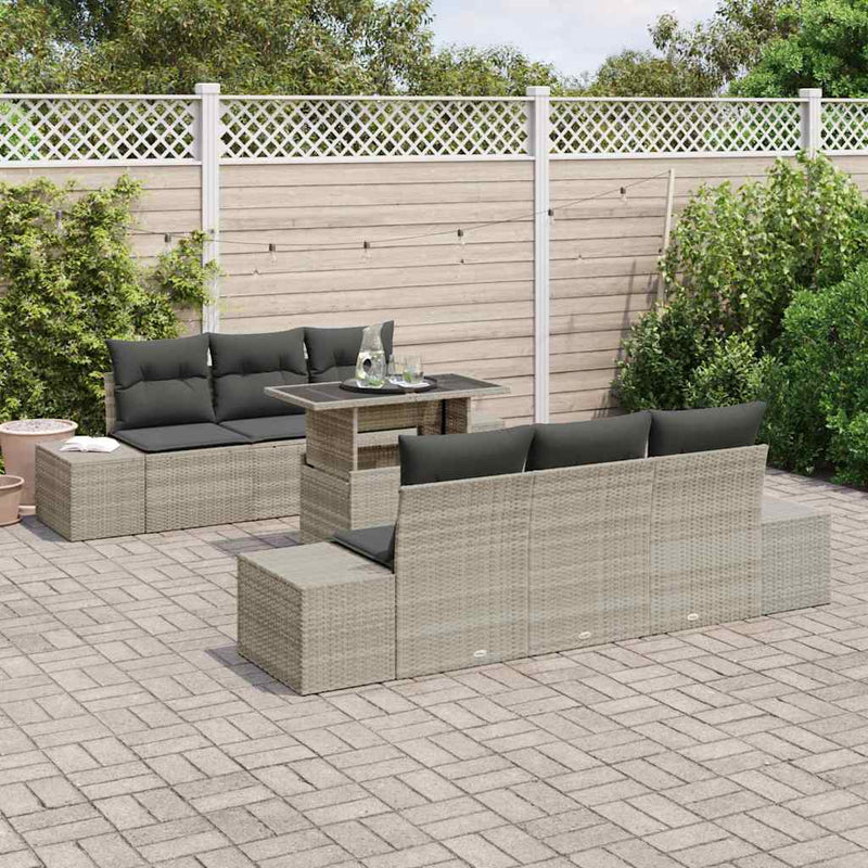 Set de canapea 7 buc. Gri deschis poliratan