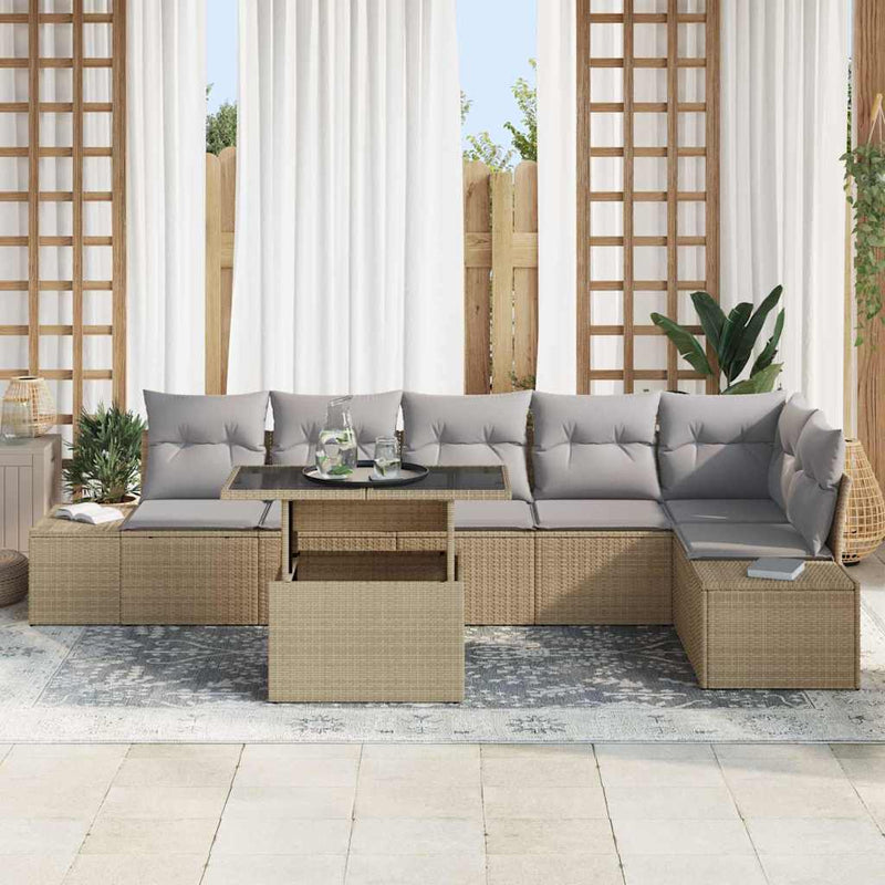 Set de canapele pentru grădină 7 buc. Beige și gri deschis