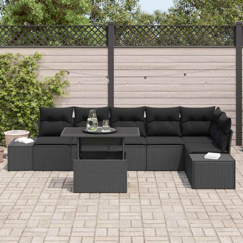 Set de canapele pentru grădină 7 buc. Negru poliratan