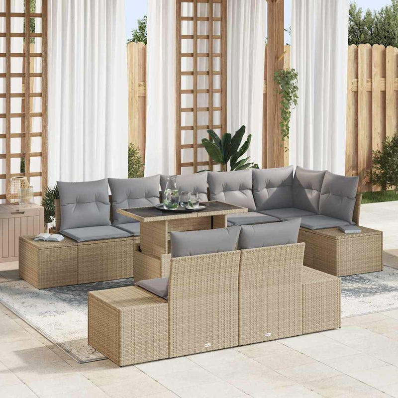 Set de canapele pentru grădină 9 buc. Beige și gri deschis
