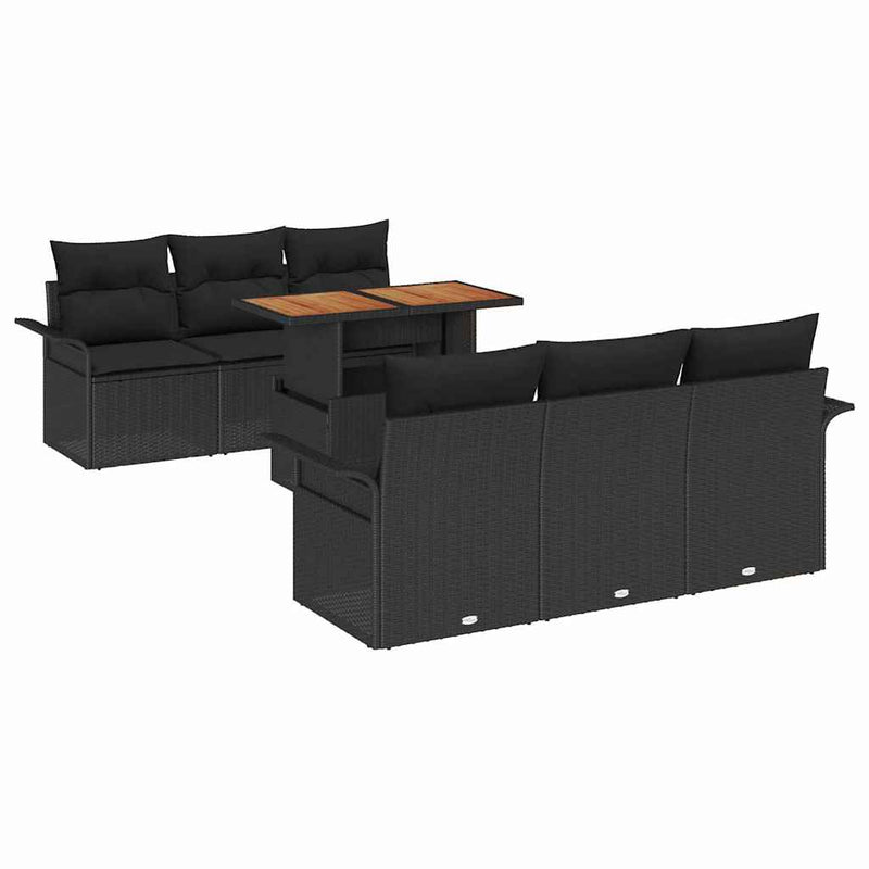 Set de canapele pentru grădină 7 buc. Negru