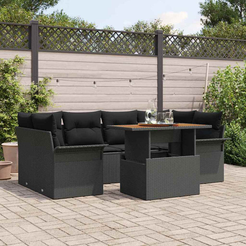 Set de canapele pentru grădină 7 buc. Negru