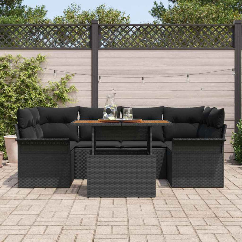 Set de canapele pentru grădină 7 buc. Negru