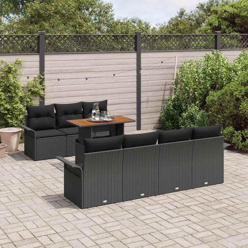 Set de canapele pentru grădină 8 buc. Negru