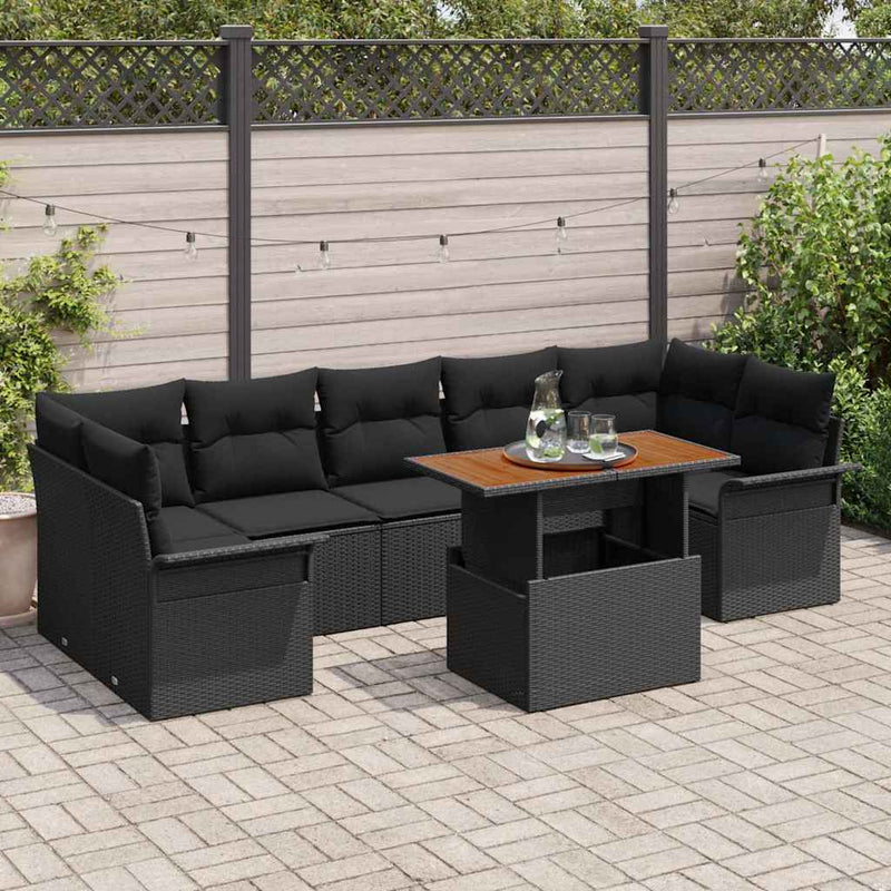 Set de canapele pentru grădină 8 buc. Negru