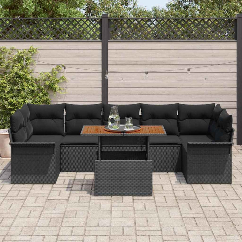 Set de canapele pentru grădină 8 buc. Negru