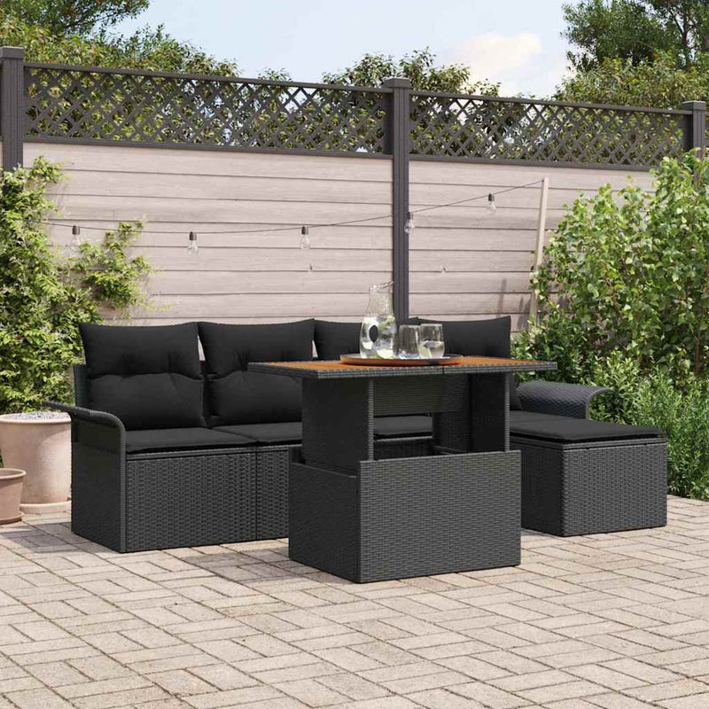 Set de canapele pentru grădină 6 buc. Negru
