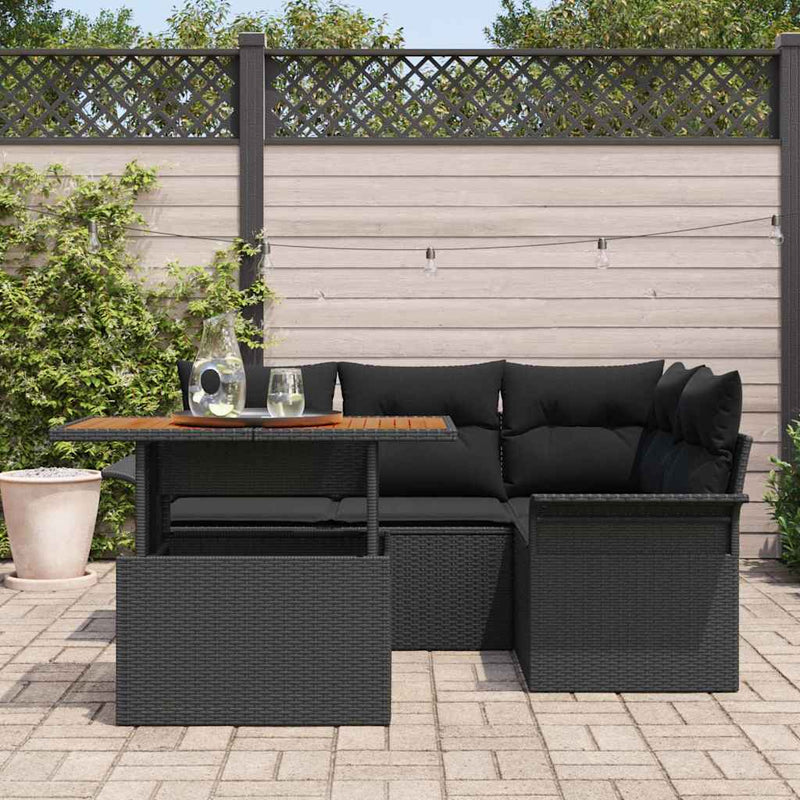 Set de canapele pentru grădină 5 buc. Negru