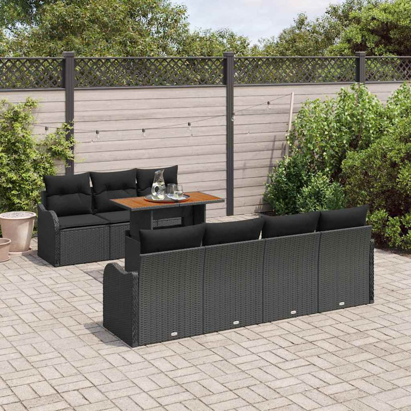 Set de canapele pentru grădină 8 buc. Negru