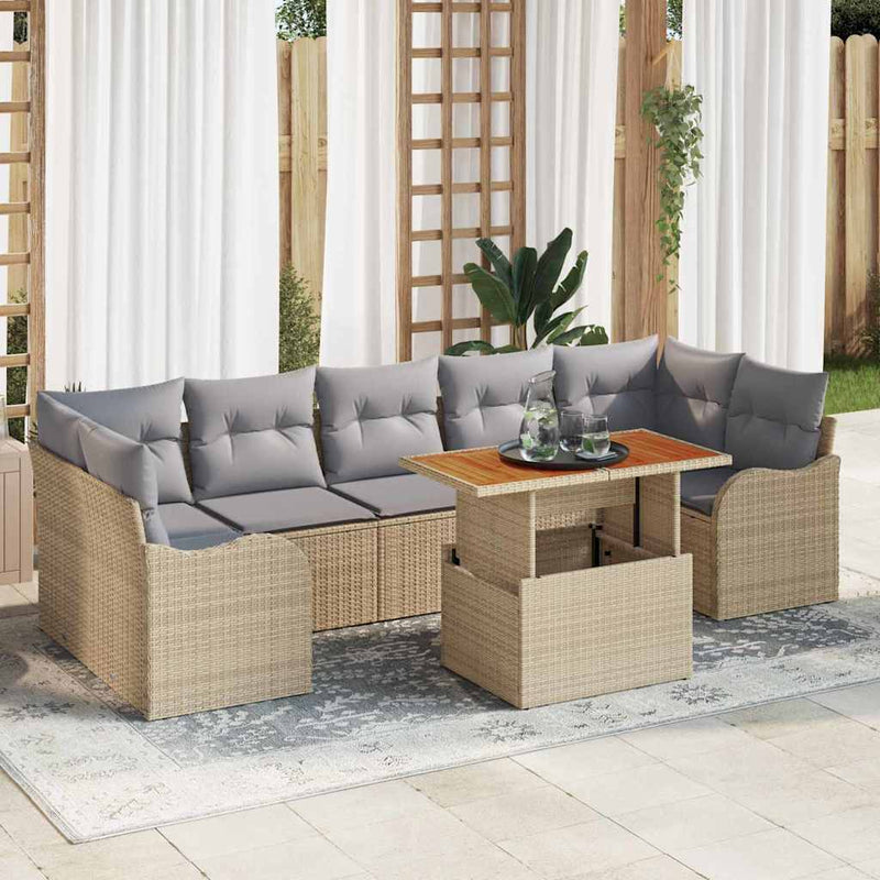 Set de canapele pentru grădină 8 buc. Beige și gri deschis