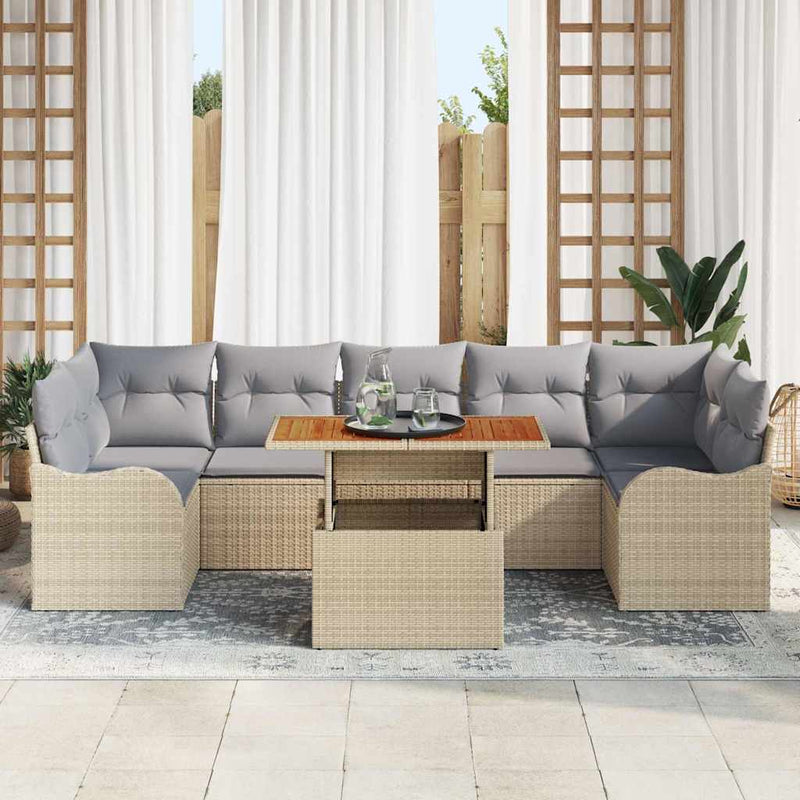 Set de canapele pentru grădină 8 buc. Beige și gri deschis