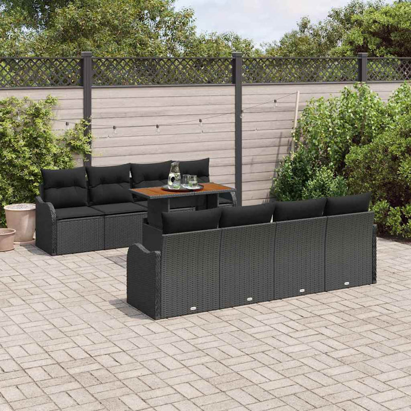 Set de canapele pentru grădină 7 buc. Negru