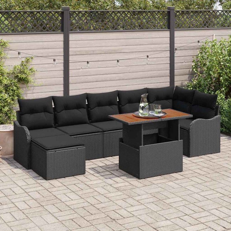 Set de canapele pentru grădină 8 buc. Negru