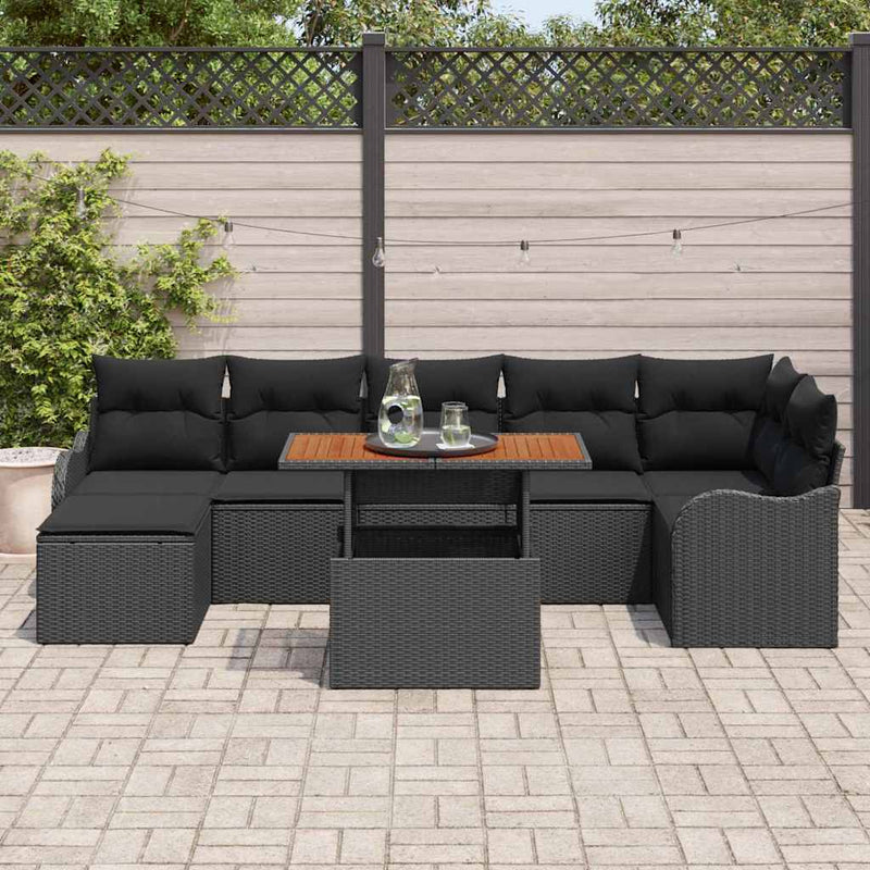Set de canapele pentru grădină 8 buc. Negru