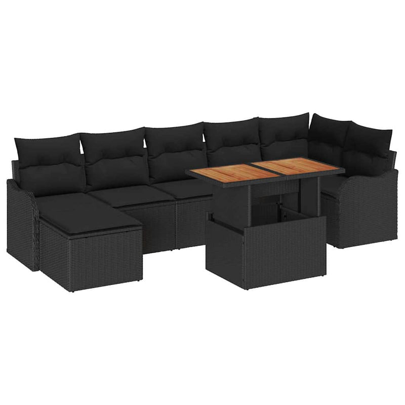 Set de canapele pentru grădină 8 buc. Negru
