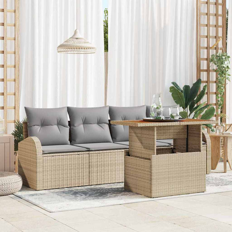 Set de canapele pentru grădină 5 buc. Beige și gri deschis