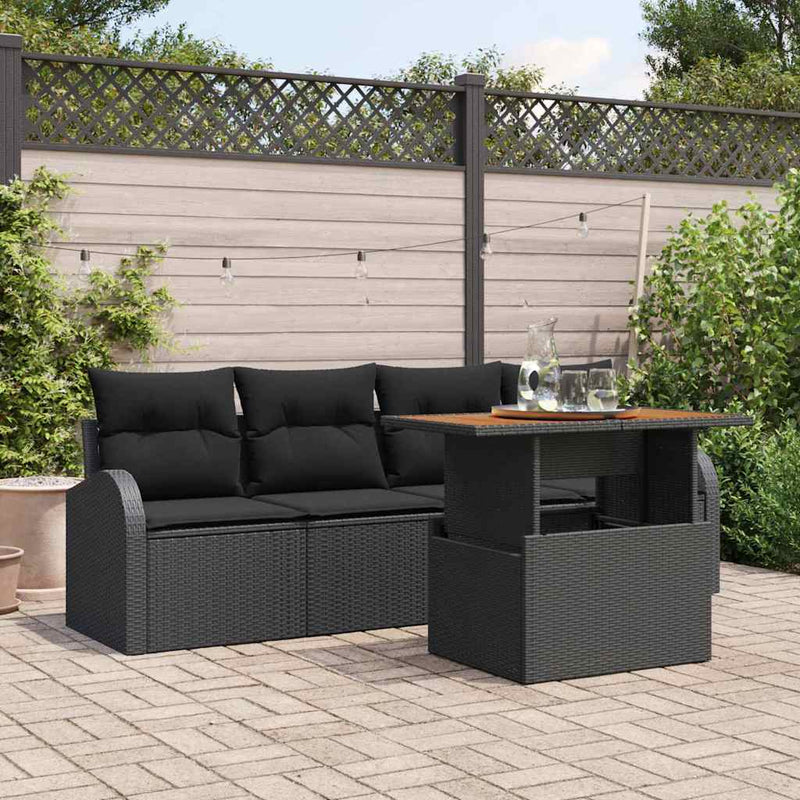Set de canapele pentru grădină 5 buc. Negru
