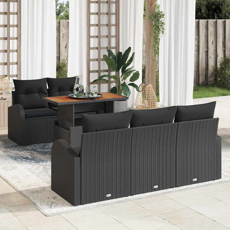 Set de canapele pentru grădină 6 buc. Negru