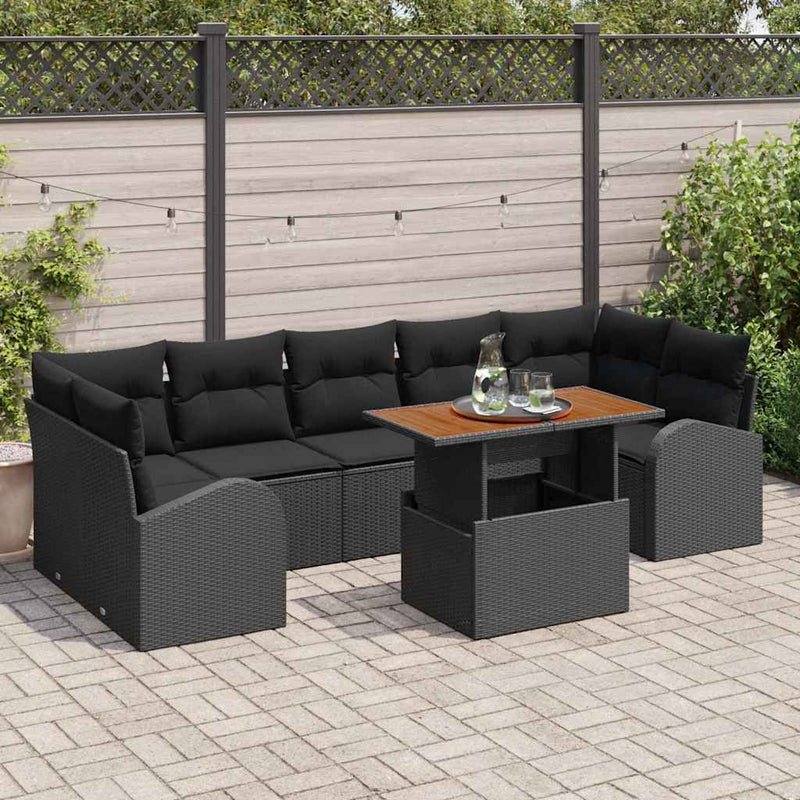 Set de canapele pentru grădină 8 buc. Negru