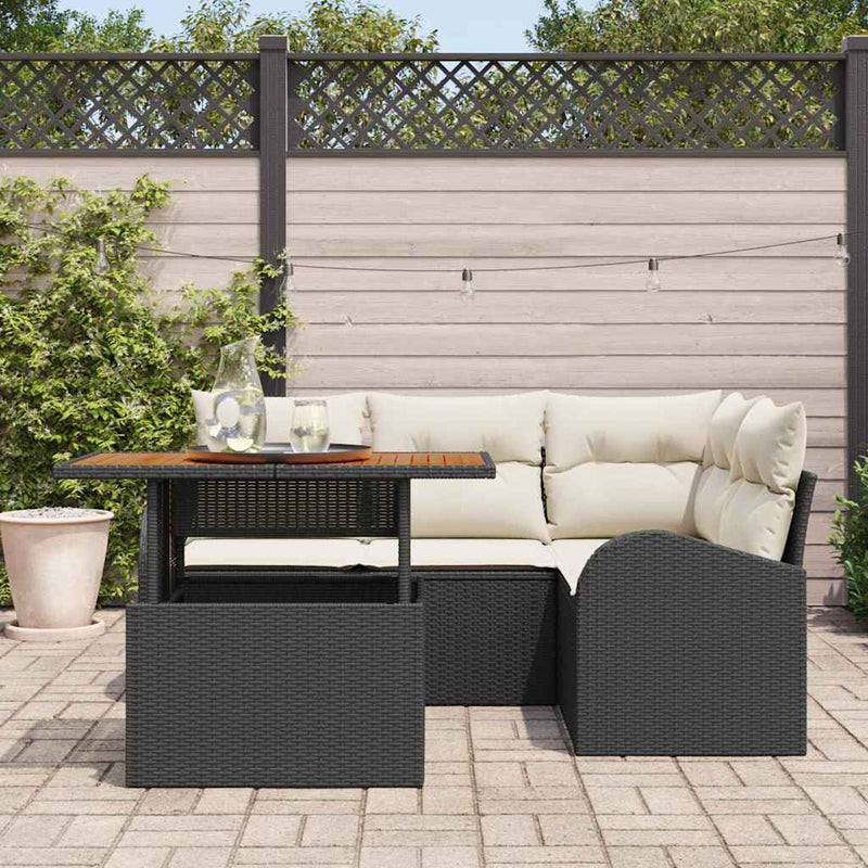 Set de canapele pentru grădină 5 buc. negru și crem