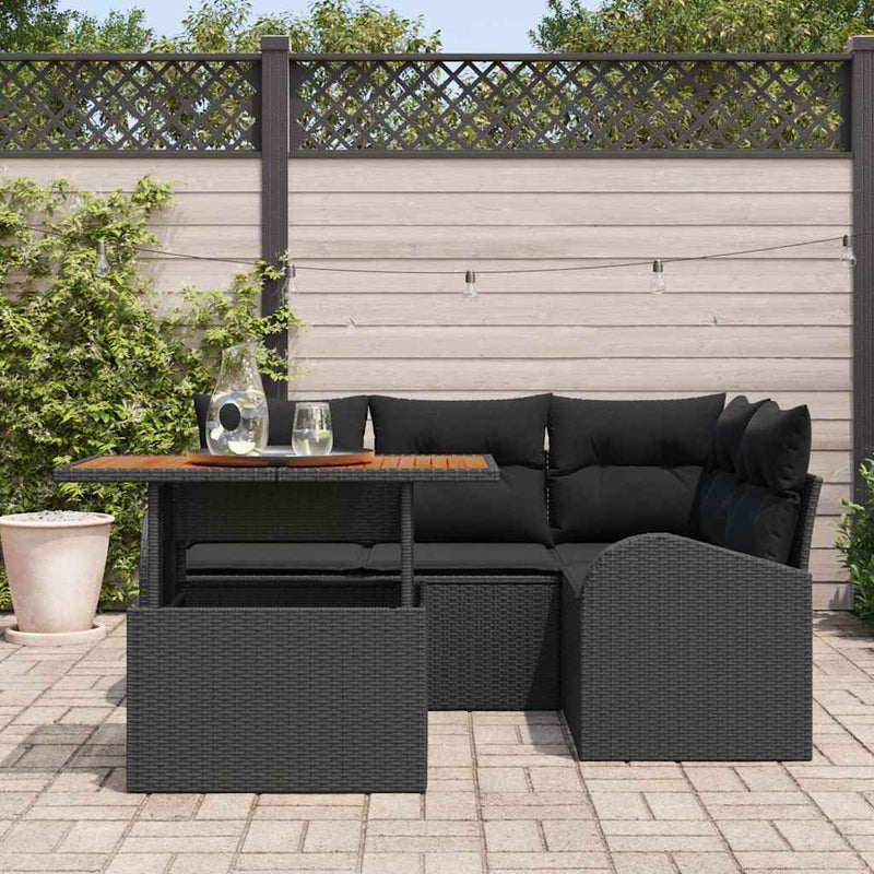 Set de canapele pentru grădină 5 buc. Negru
