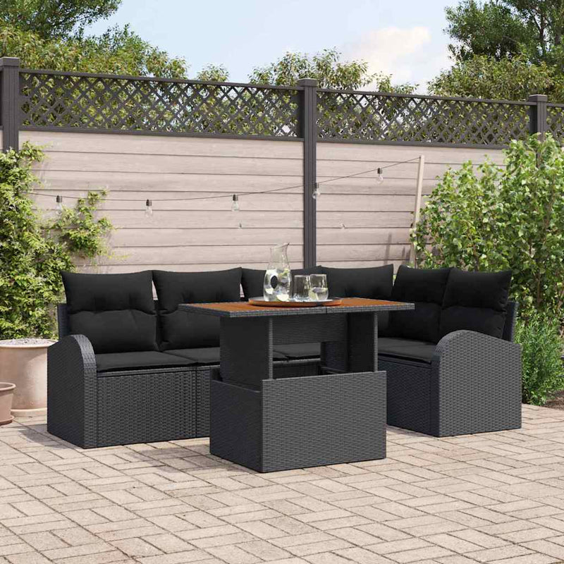 Set de canapele pentru grădină 6 buc. Negru