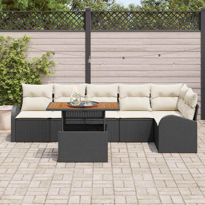 Set de canapele pentru grădină 7 buc. Negru și Crem