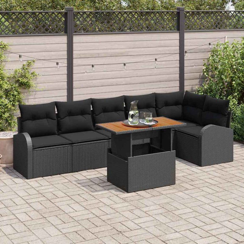 Set de canapele pentru grădină 7 buc. Negru