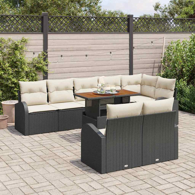 Set de canapele pentru grădină 9 buc. negru și crem