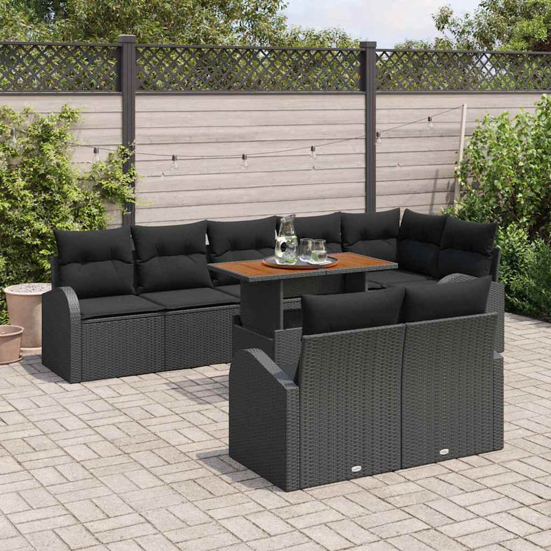 Set de canapele pentru grădină 9 buc. Negru